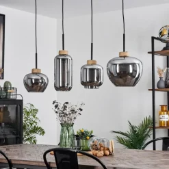 Suspension Verre Fumé-hofstein Suspension Talok Noir, 4 lumières