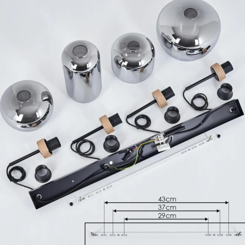 Suspension Verre Fumé-hofstein Suspension Talok Noir, 4 lumières