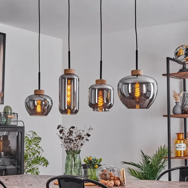 Suspension Verre Fumé-hofstein Suspension Talok Noir, 4 lumières