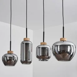 Suspension Verre Fumé-hofstein Suspension Talok Noir, 4 lumières