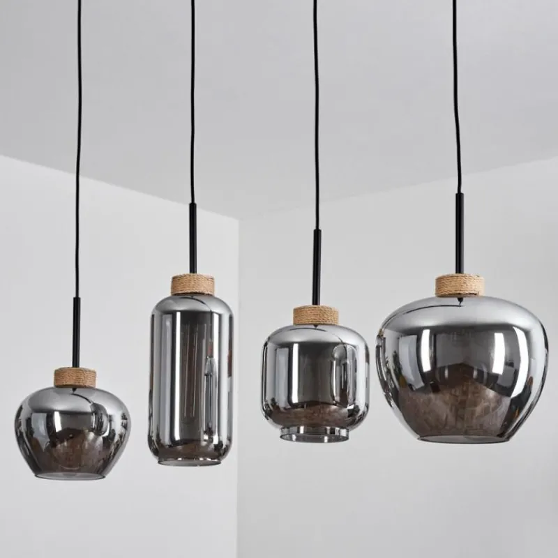 Suspension Verre Fumé-hofstein Suspension Talok Noir, 4 lumières