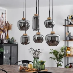 Suspension Verre Fumé-hofstein Suspension Talok Noir, 6 lumières