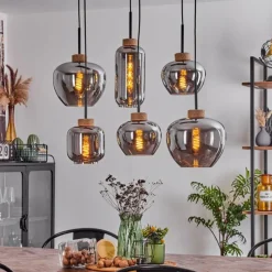 Suspension Verre Fumé-hofstein Suspension Talok Noir, 6 lumières