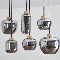 Suspension Verre Fumé-hofstein Suspension Talok Noir, 6 lumières