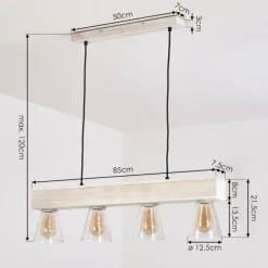 Luminaires Scandinaves-hofstein Suspension Tapso Bois clair, Blanc, 4 lumières
