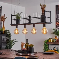 Lampes Industrielles-hofstein Suspension Tasan Noir, 4 lumières