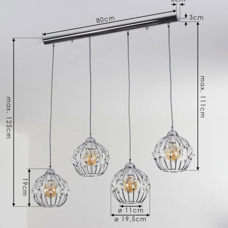 Luminaires Scandinaves-hofstein Suspension Tawasu Chrome, 4 lumières