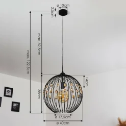 hofstein Suspension Tawasu Noir, 1 lumière