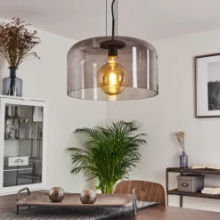 Suspension Verre Fumé-hofstein Suspension Tembotalo Noir, 1 lumière