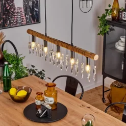 Luminaires Scandinaves-hofstein Suspension Tenche Écru, Noir, 5 lumières