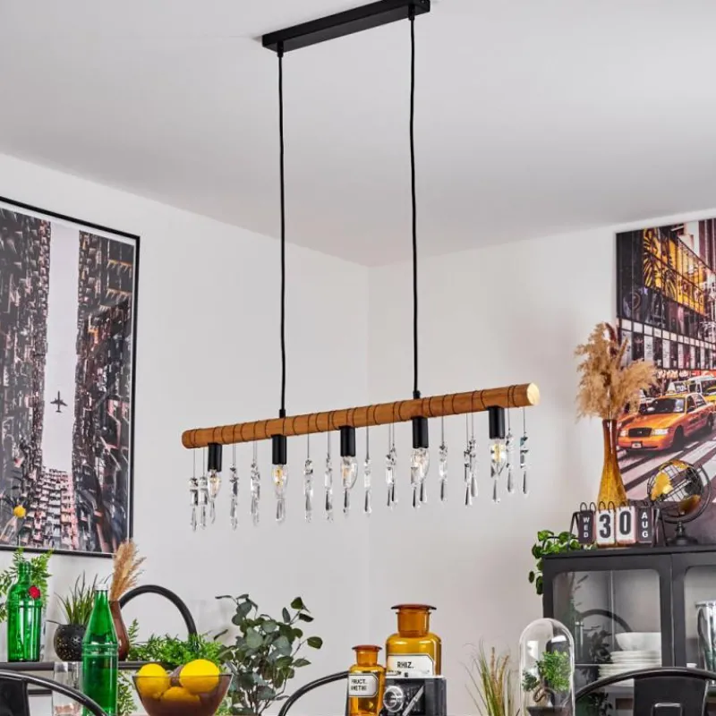 Luminaires Scandinaves-hofstein Suspension Tenche Écru, Noir, 5 lumières