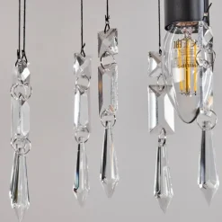 Luminaires Scandinaves-hofstein Suspension Tenche Écru, Noir, 5 lumières