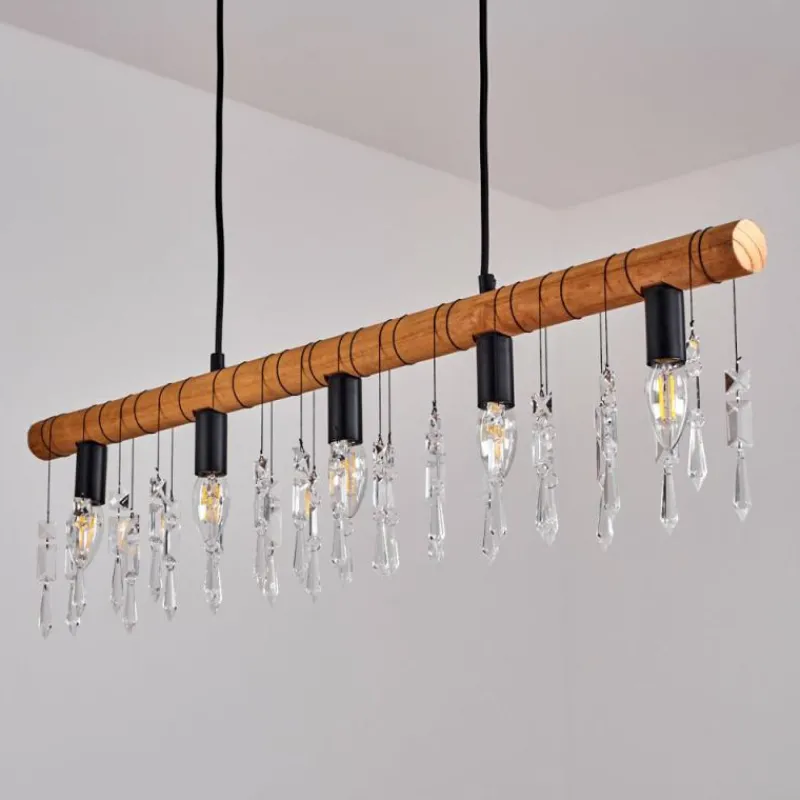 Luminaires Scandinaves-hofstein Suspension Tenche Écru, Noir, 5 lumières