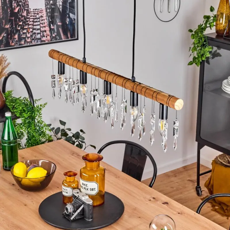 Luminaires Scandinaves-hofstein Suspension Tenche Écru, Noir, 5 lumières