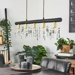 Lampes Dorées-hofstein Suspension Tenche Or, Noir, 5 lumières