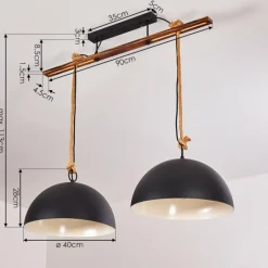 Lampes Vintages & Rétros-hofstein Suspension Teneru Bois foncé, Noir, 2 lumières