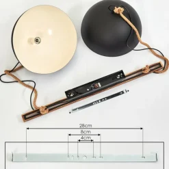 Lampes Vintages & Rétros-hofstein Suspension Teneru Bois foncé, Noir, 2 lumières