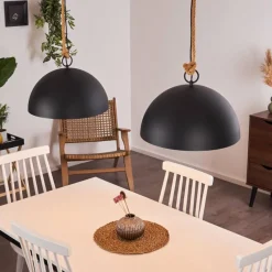 Lampes Vintages & Rétros-hofstein Suspension Teneru Bois foncé, Noir, 2 lumières