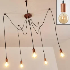 hofstein Suspension Tenna Cuivre, Noir, 5 lumières