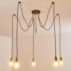 hofstein Suspension Tenna Cuivre, Noir, 5 lumières