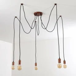 hofstein Suspension Tenna Cuivre, Noir, 5 lumières