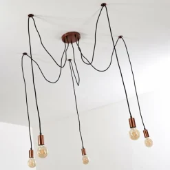 hofstein Suspension Tenna Cuivre, Noir, 5 lumières