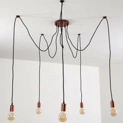 hofstein Suspension Tenna Cuivre, Noir, 5 lumières