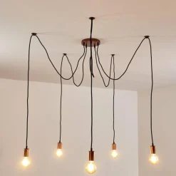 hofstein Suspension Tenna Cuivre, Noir, 5 lumières