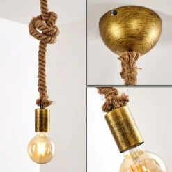 Luminaires Scandinaves-hofstein Suspension Tenna Kordel Vieux laiton, Brun, 1 lumière