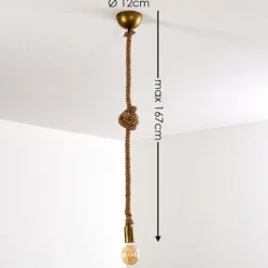 Luminaires Scandinaves-hofstein Suspension Tenna Kordel Vieux laiton, Brun, 1 lumière