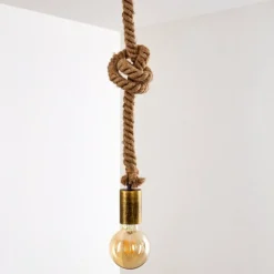 Luminaires Scandinaves-hofstein Suspension Tenna Kordel Vieux laiton, Brun, 1 lumière