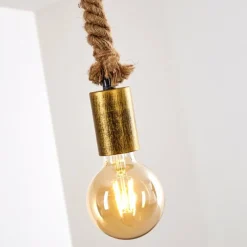 Luminaires Scandinaves-hofstein Suspension Tenna Kordel Vieux laiton, Brun, 1 lumière