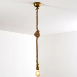 Luminaires Scandinaves-hofstein Suspension Tenna Kordel Vieux laiton, Brun, 1 lumière