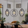 Lampes Industrielles-hofstein Suspension Tercel Brun foncé, Nickel mat, Noir, 3 lumières