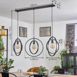 Lampes Industrielles-hofstein Suspension Tercel Brun foncé, Nickel mat, Noir, 3 lumières