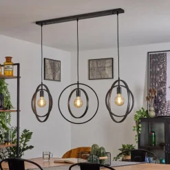 Lampes Industrielles-hofstein Suspension Tercel Brun foncé, Nickel mat, Noir, 3 lumières