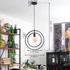 Lampes Vintages & Rétros-hofstein Suspension Tercel Noir, 1 lumière