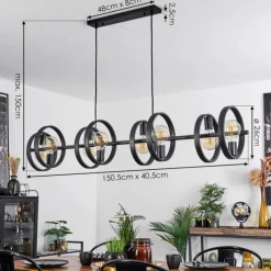 Lampes Vintages & Rétros-hofstein Suspension Theareabarivat Anthracite, 8 lumières