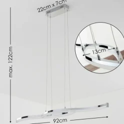 hofstein Suspension Thilo LED Chrome, 2 lumières