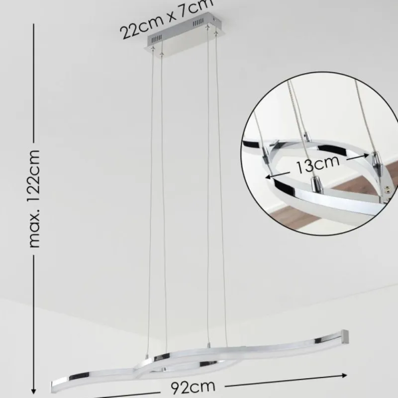 hofstein Suspension Thilo LED Chrome, 2 lumières