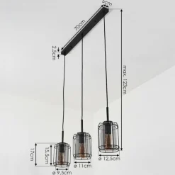 hofstein Suspension Thusis Noir, 3 lumières