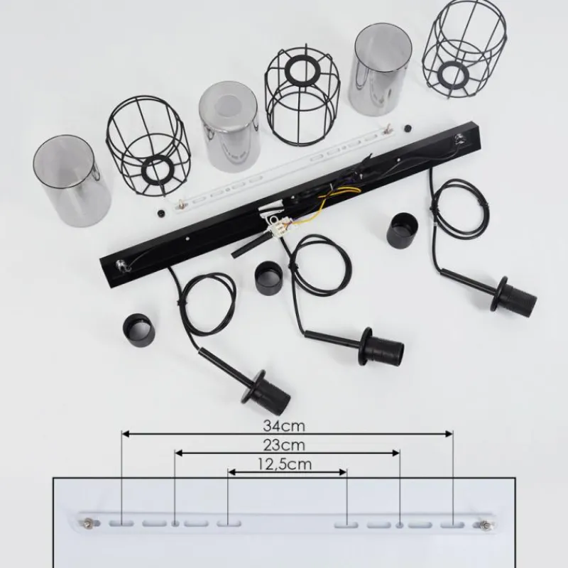 hofstein Suspension Thusis Noir, 3 lumières