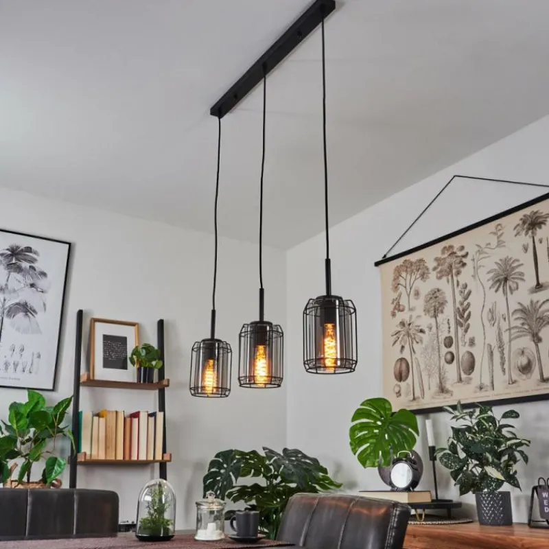 hofstein Suspension Thusis Noir, 3 lumières