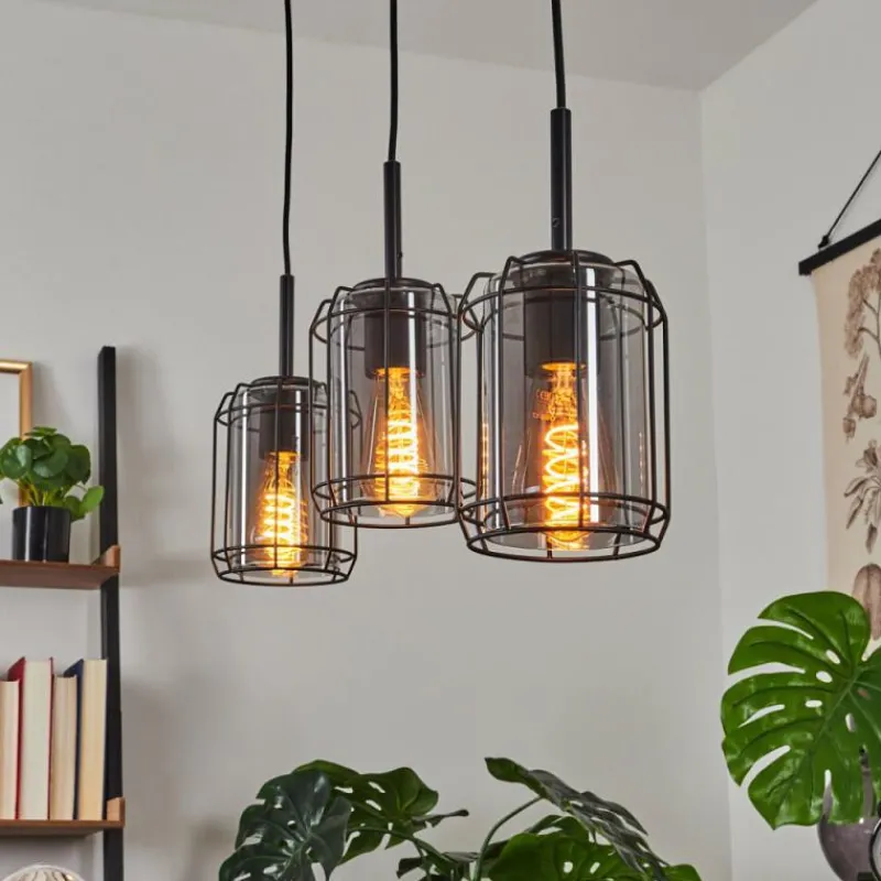 hofstein Suspension Thusis Noir, 3 lumières