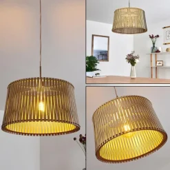 Luminaires Rustiques-hofstein Suspension Timmele Bois clair, Nickel mat, 1 lumière