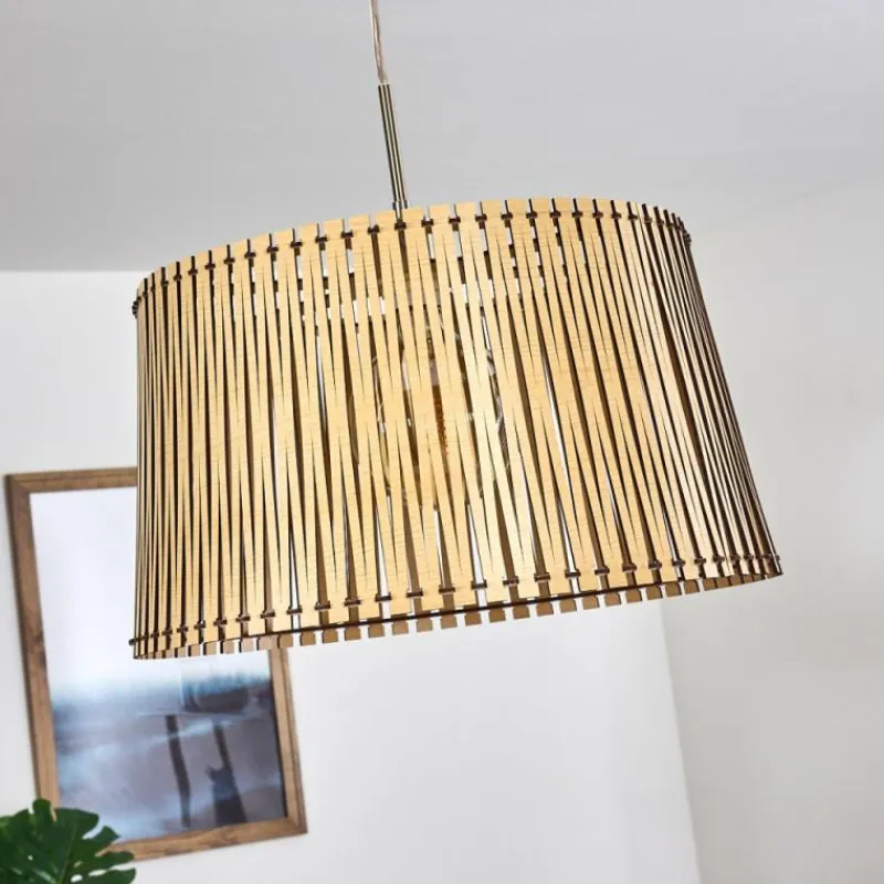 Luminaires Rustiques-hofstein Suspension Timmele Bois clair, Nickel mat, 1 lumière