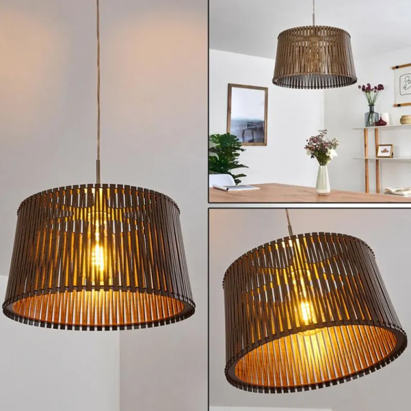 Luminaires Rustiques-hofstein Suspension Timmele Brun, Nickel mat, 1 lumière