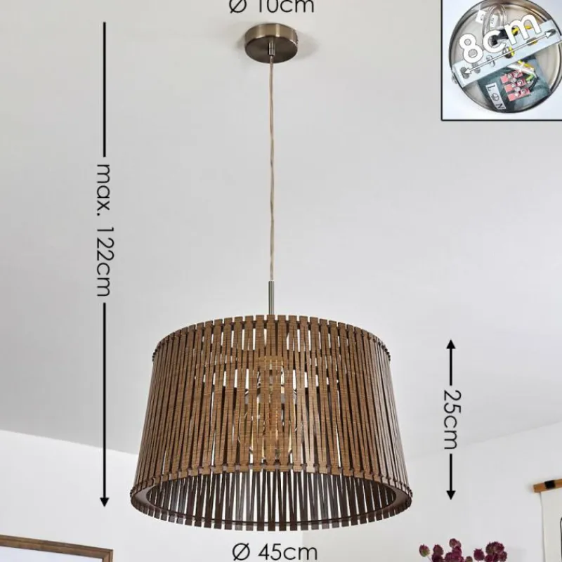 Luminaires Rustiques-hofstein Suspension Timmele Brun, Nickel mat, 1 lumière