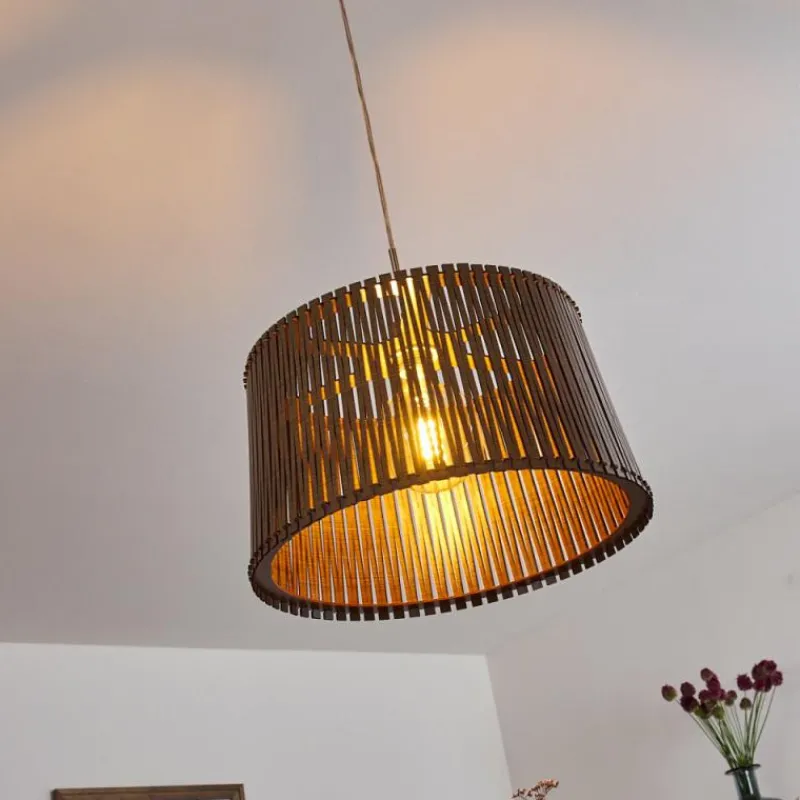 Luminaires Rustiques-hofstein Suspension Timmele Brun, Nickel mat, 1 lumière