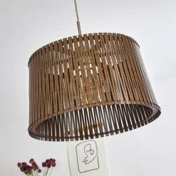 Luminaires Rustiques-hofstein Suspension Timmele Brun, Nickel mat, 1 lumière